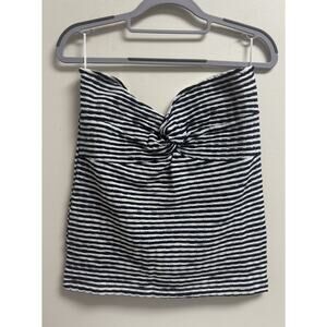 Maeve Anthropologie XL Arin Navy White Stripe Textured Twist Front Tube Top NWT